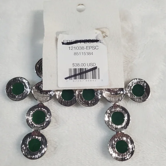 FP Movement by Free People Green and Silver Dangle Cross Earrings - Picture 2 of 5